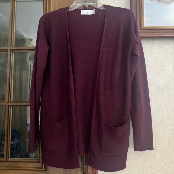 Time and Tru Maroon Open Front Cardigan - Picture 1 of 4